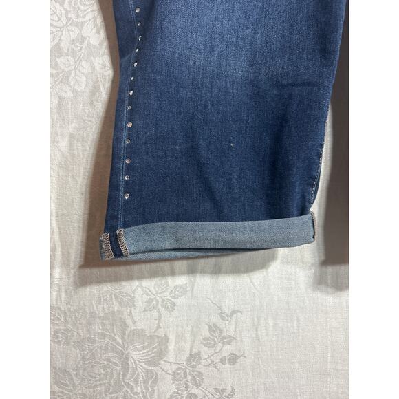Lane Bryant Jeans 26 Capri Mid Rise Pedal NEW Signature Magic Waist Rhinestone - Picture 5 of 15